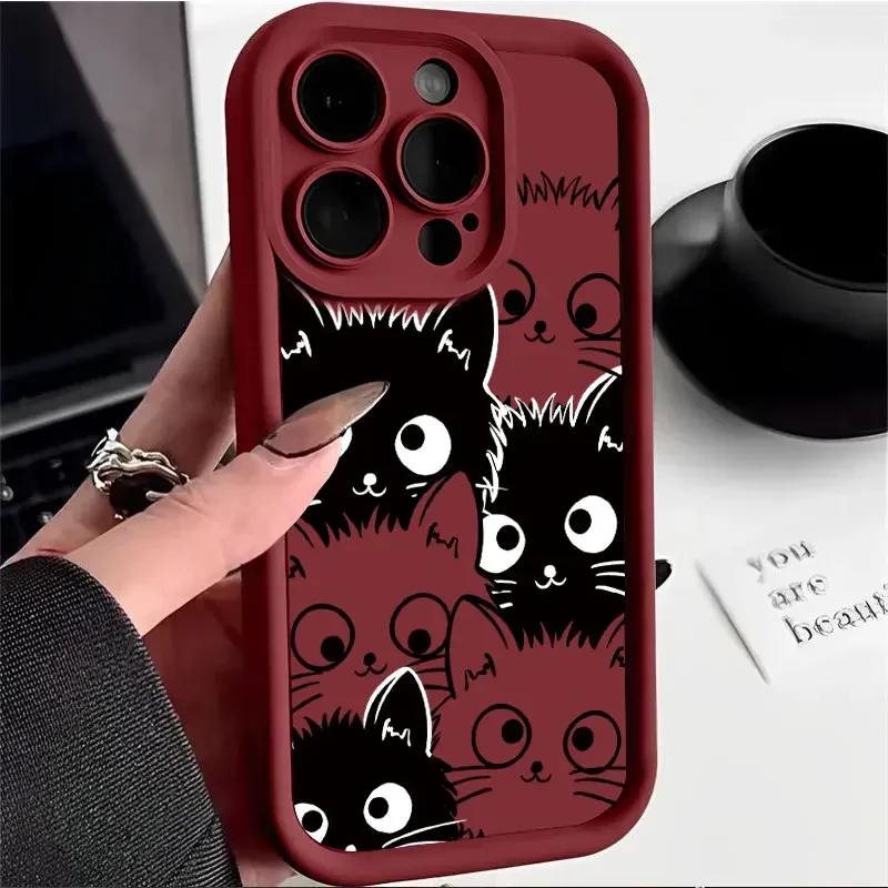 Shockproof Soft Silicone Phone Case with Cute Cartoon Cat Design