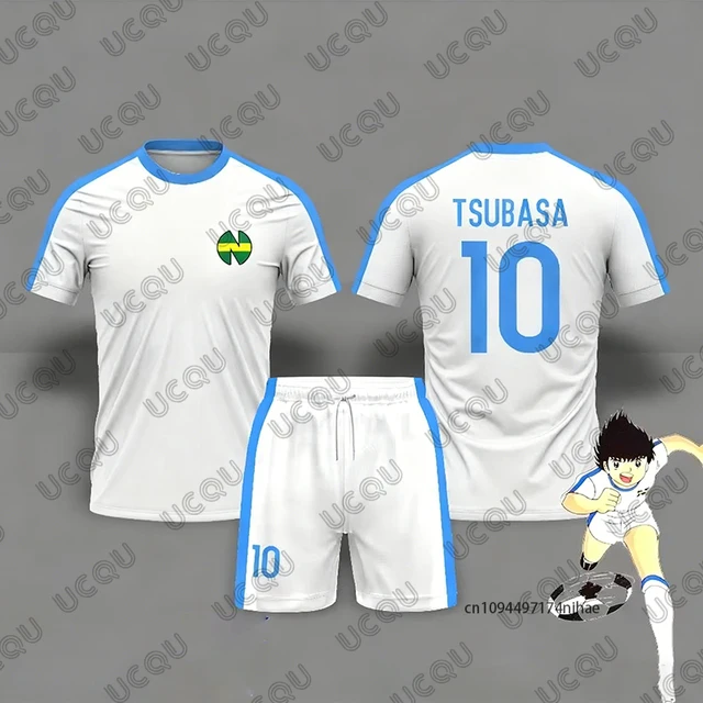 Tenue 2 pièces pour enfants, survêtement Captain Tsubasa Football No.10, t-shirt imprimé + short, ensemble décontracté, vêtements de sport pour enfants/adultes 1
