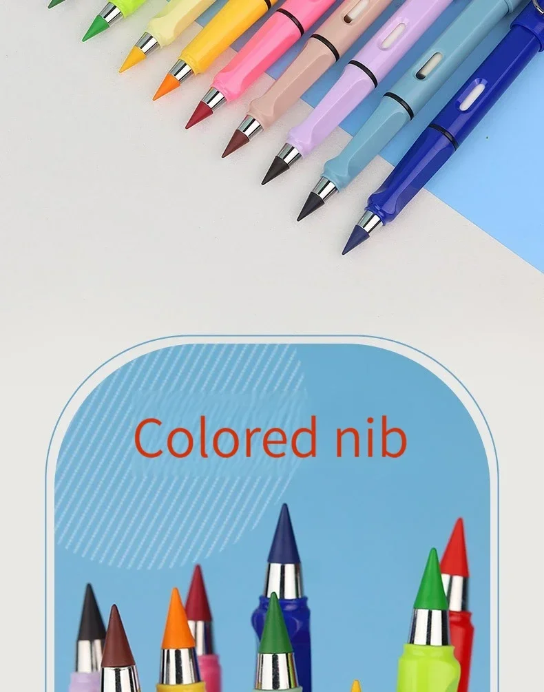 1–6 Stück, 12 Farben, ewig haltbare Bleistifte mit Radiergummi, unbegrenztes Schreiben, ewig radierbare Bleistifte für Kinder, Schule, Kunstbedarf – Detail 3