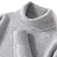 Pull en cachemire pur 100% pour hommes, col haut, tricoté épais et ample, couche de Base haut de gamme, automne hiver 4