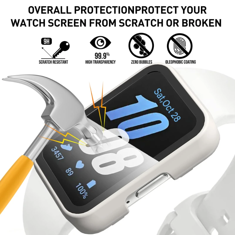 Glas+Hülle für Samsung Galaxy Fit 3, gehärtetes Glas-Displayschutzfolie und harter PC-Schutzrahmen für Galaxy Fit3 Zubehör – Detail 9