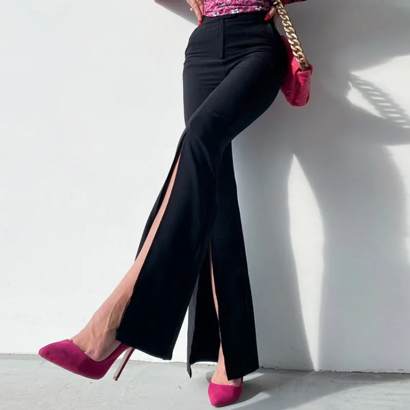 Women's High Waist Split Flared Pants Female Casual Clothing Spring/Summer Temperament Commuting New Slim Woman Trousers