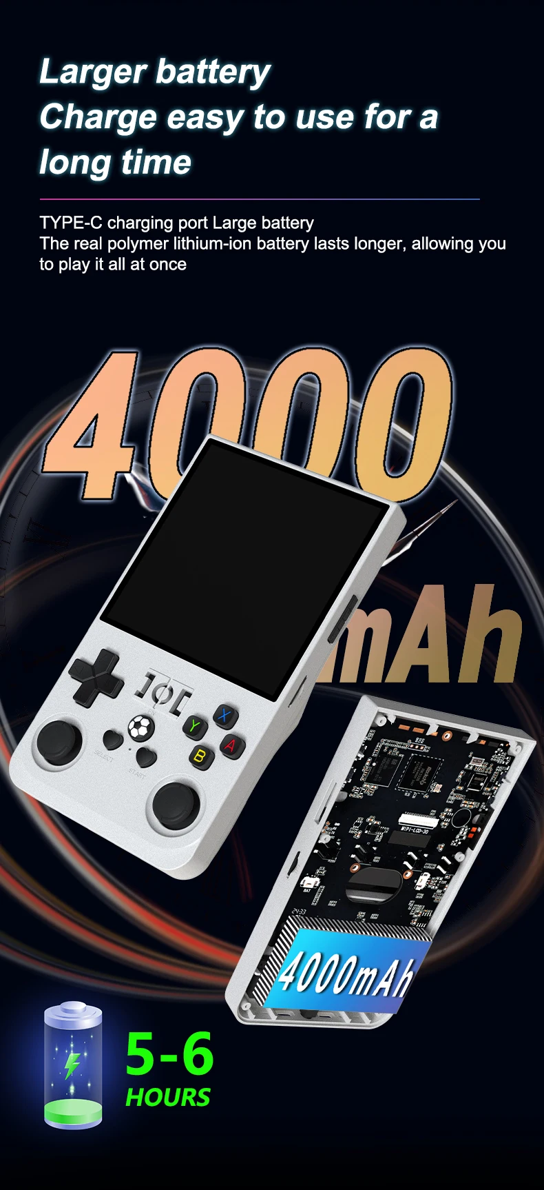R36MAX Retro-Handheld-Spielkonsole, 4-Zoll-Großbildschirm, tragbarer Taschen-Videoplayer, über 1000 Spiele, Linux-System_voghion.com