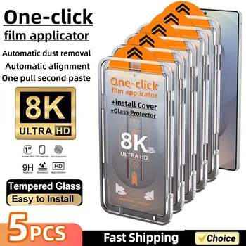 5 Pezzi Pellicola Protettiva in Vetro Temperato HD Senza Polvere per Samsung S25 S24 Ultra S23 S21 S26 Plus Ultra A16 A36 A55 A56