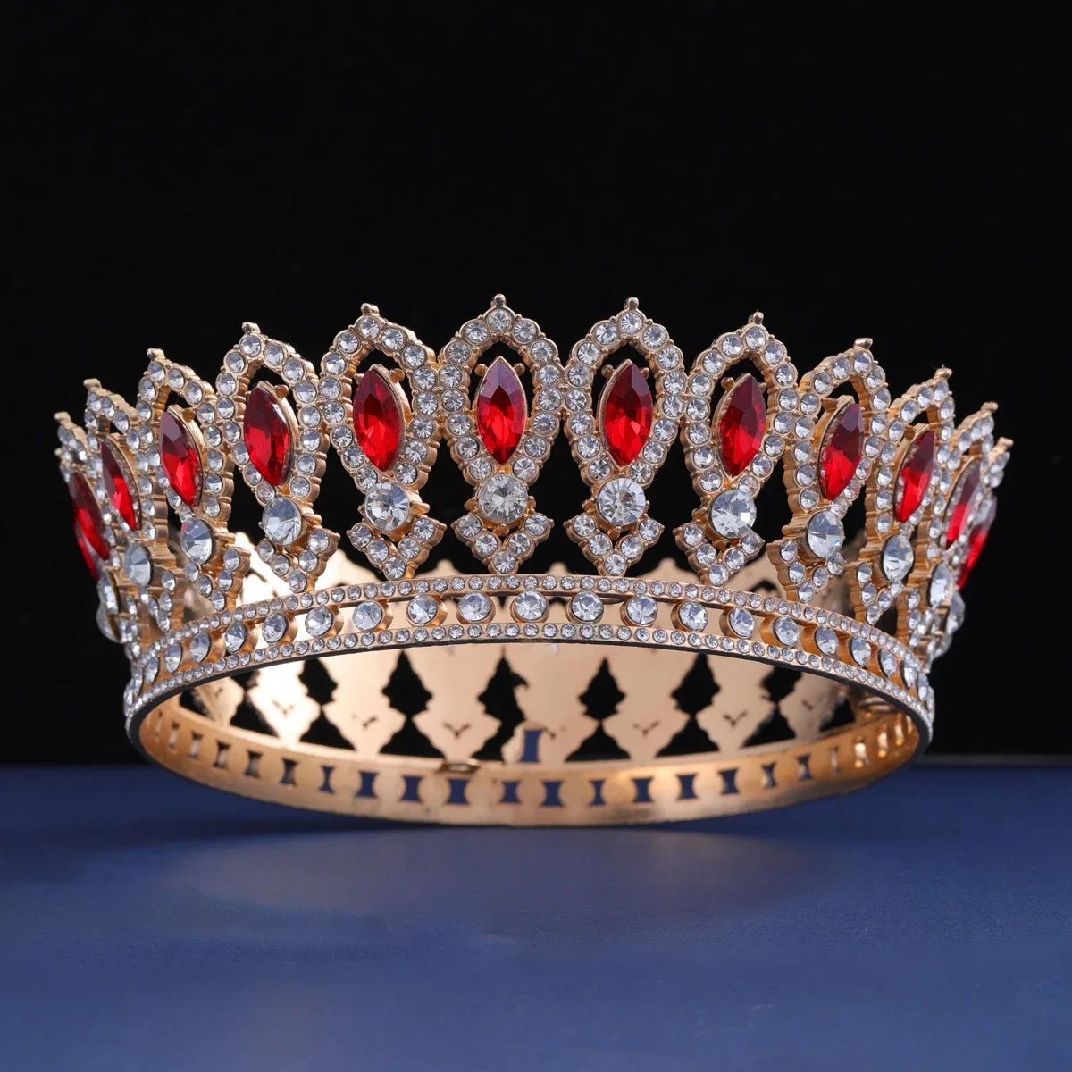 European Full Round Vintage Bridal Princess Rhinestone Tiara Baroque Pageant Crystal Crown King Diadems Hair Accessories Jewelry
