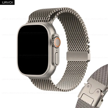 URVOI Band for Apple Watch Ultra 3 2 Series 11 10 9 8 SE stainless steel mesh strap for iWatch secure parachute buckle 46 49mm 1