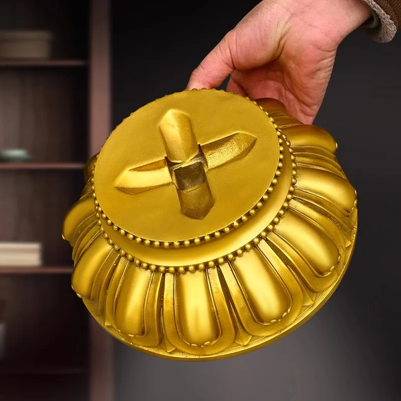 Pure Brass Vajra Dorje Statue with Base, Authentic Tibetan Five-Spoked Ritual Scepter, Buddhist Dharma Implements Home Decor