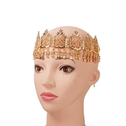 Dubai Bridal Hair Ornament Metal Drop Crystal Hair Chain Color Rhinestone Russian Women Female Hair Jewelry Female Ball Crown