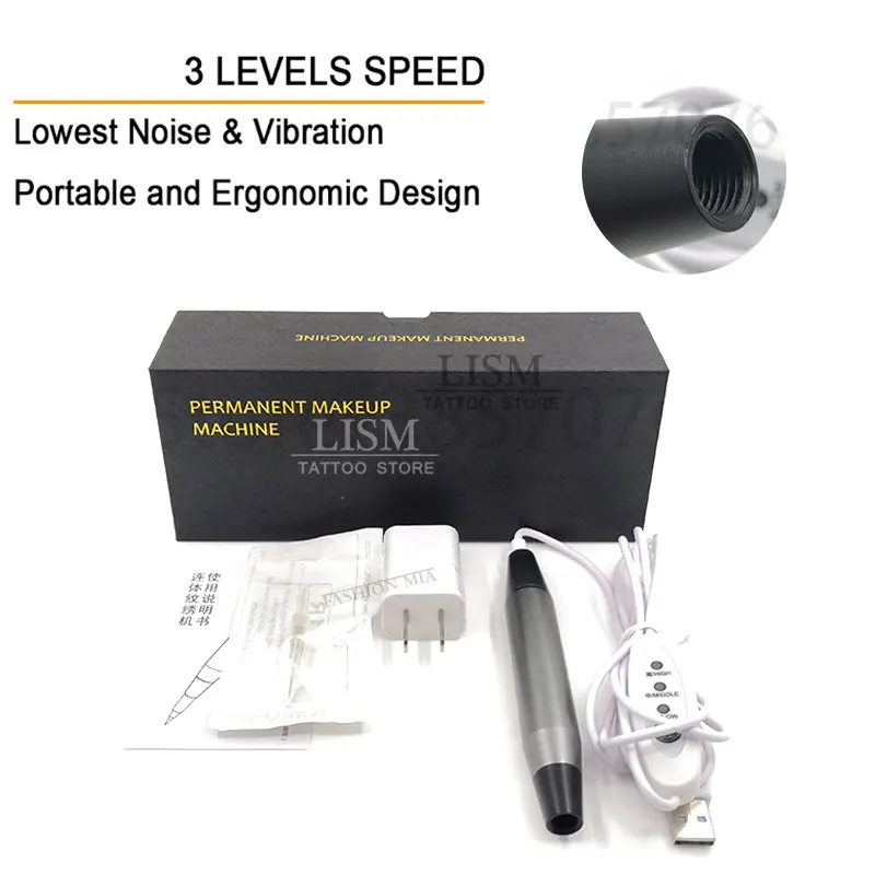 Newest Professional Dermograph Tattoo Pen Contour Beauty Tattoo Gun Machine PMU Permanent Eyebrow Lip Cartridge Needles