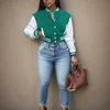 Spring and Autumn European and N Women's Color Matching Jacket Single-breasted Lettered Baseball Jacket Jacket 4