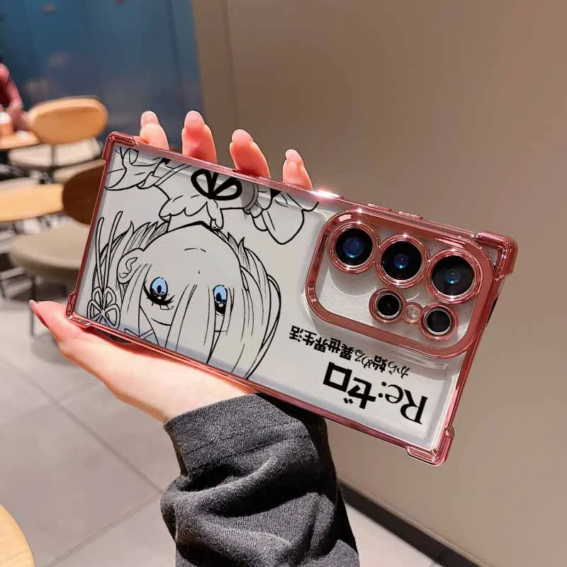 Anime Cute Rem Emilia Plating Anti-Fall Phone Case