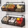 1pc Modern Wall-Mounted Kitchen Storage Basket-Durable Metal Wire Organizer for Spices,Onions&Vegetables-Perfect for Home 1