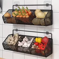 1pc Modern Wall-Mounted Kitchen Storage Basket-Durable Metal Wire Organizer for Spices,Onions&Vegetables-Perfect for Home 1