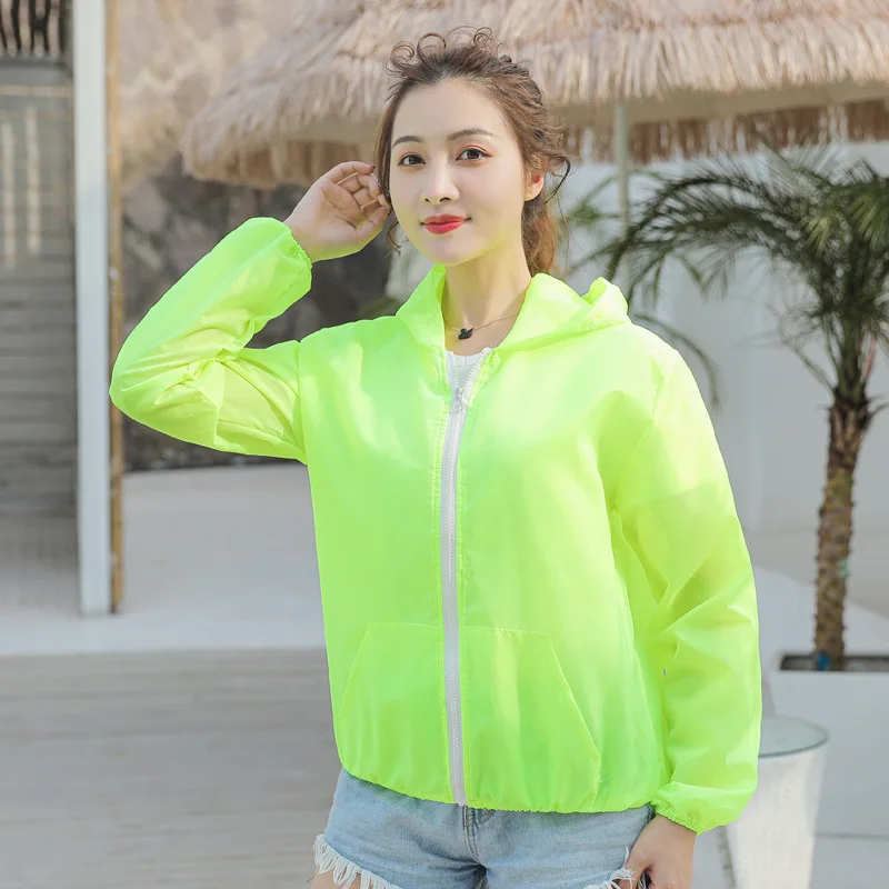 Summer Ice Silk Sunscreen Clothing Women's Solid Color Ultra-thin Breathable Quick-drying Outdoor Men's Waterproof Hooded Jacket