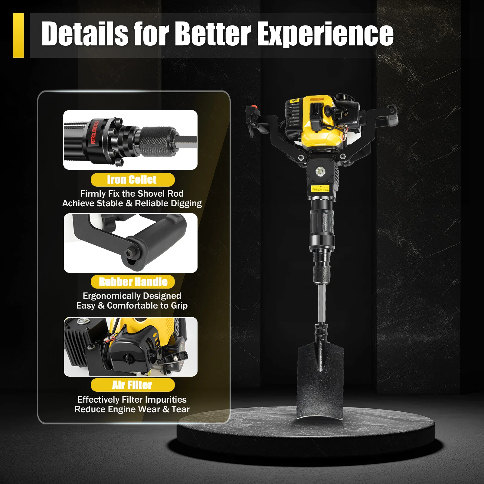2 Stroke 52cc Portable Garden Tree Digger 6500r/min for Tree Ball Lifting,Dig Holes and Root Cutting in Gardens Farms 6