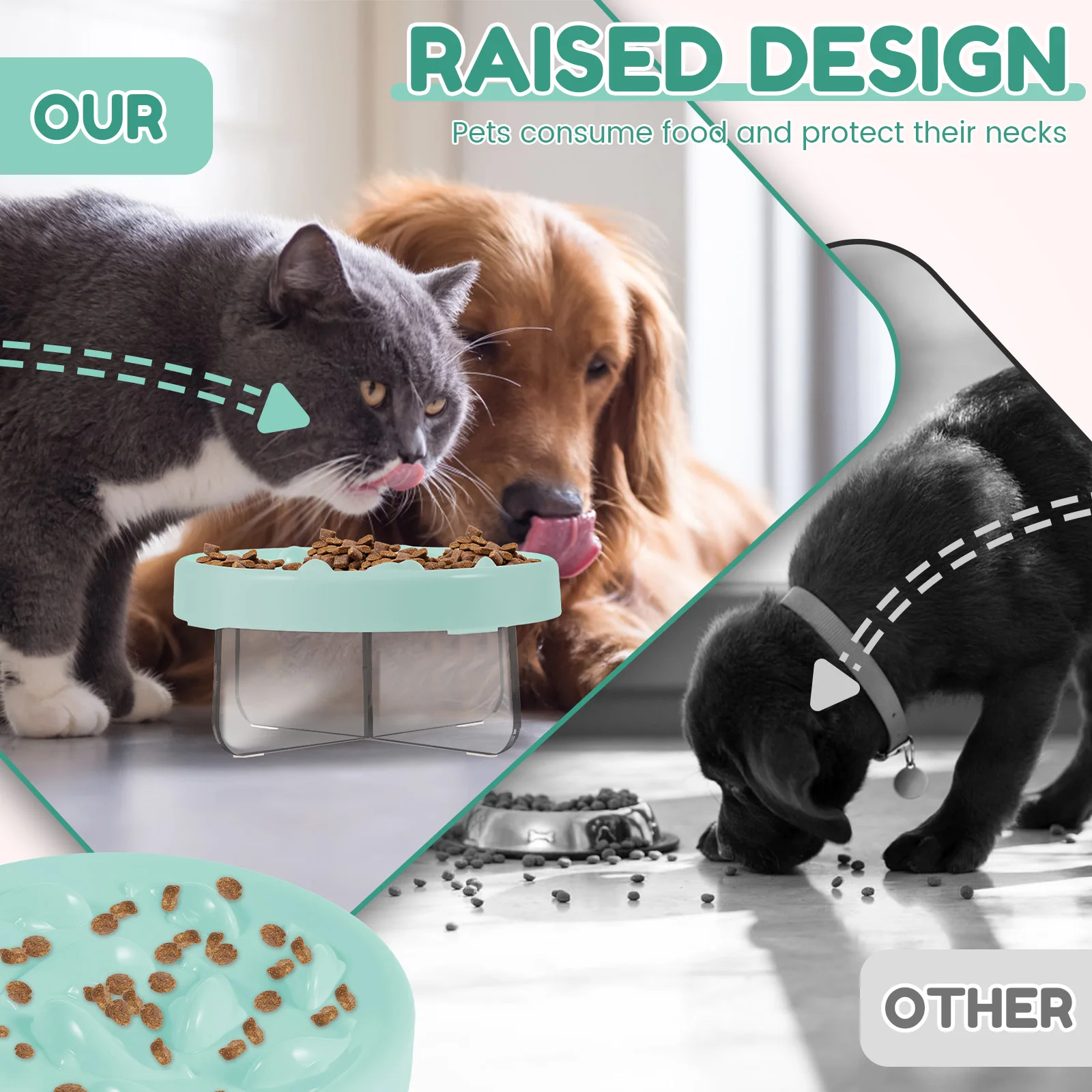 Pet Slow Food Bowl Fish Shape Cat Dog Slow Feeder Nonslip Slow Feeder Cat Bowl with Acrylic Stand Anti Vomiting Pet Supplies