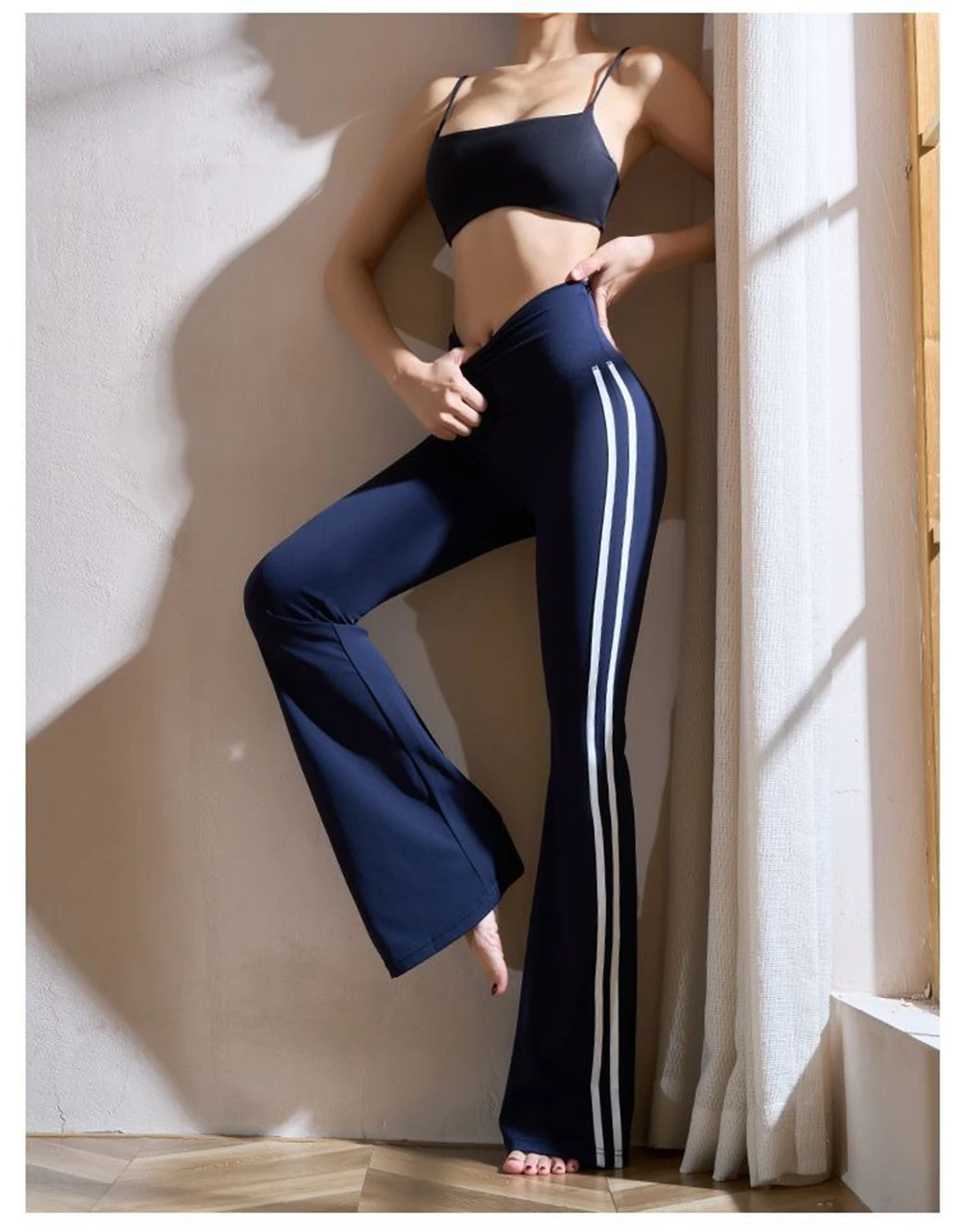 Womens Yoga Flare Leggings Fitness Push Up High Waist Wide Leg Workout Pants Gym Elastic Tights Female Sport Pant Bell Bottomed 4