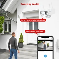Caméra de surveillance Wifi extérieure 4MP POE double objectif 180 °   Caméra de sécurité à détection humaine AI ultra grand angle, application Camhipro 3