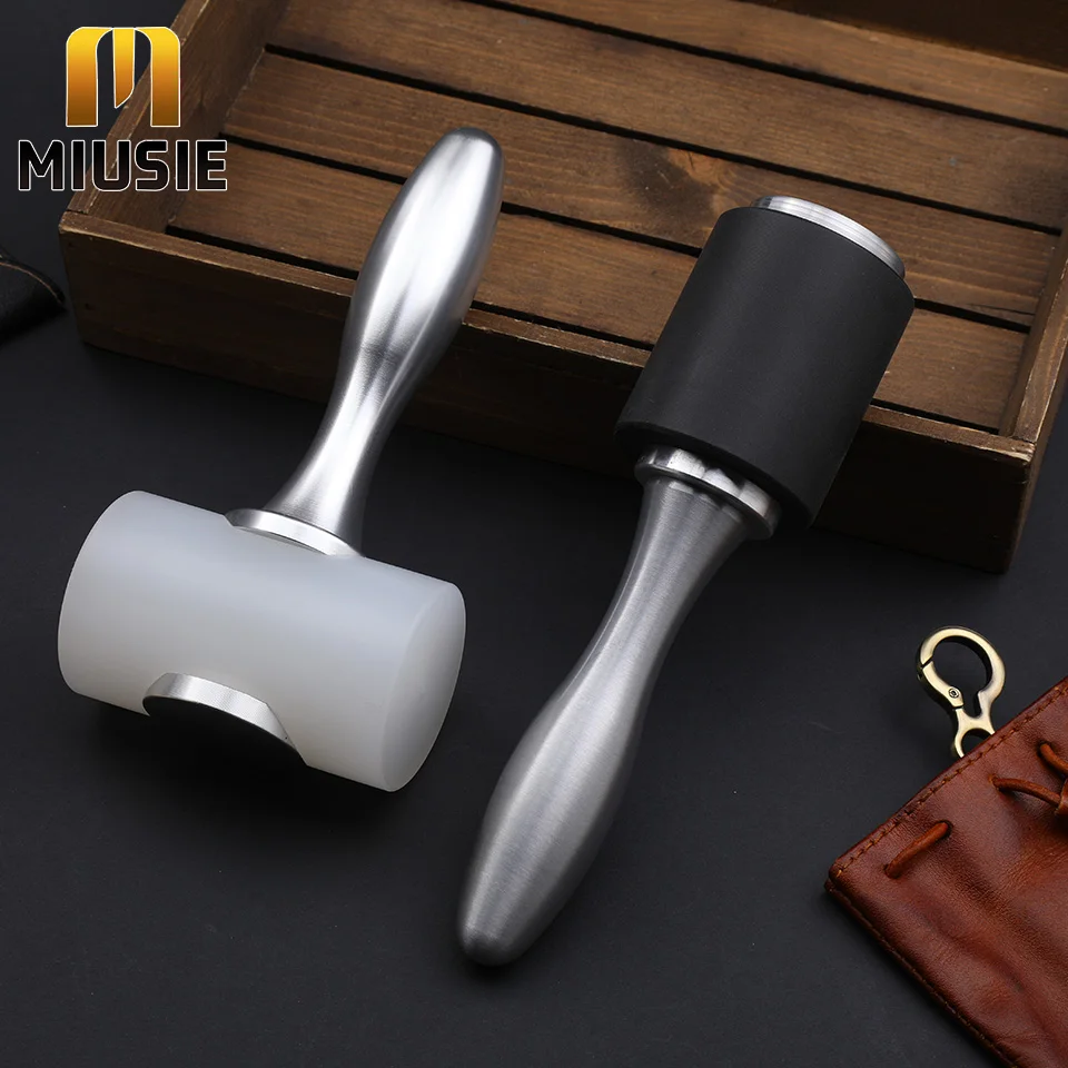 MIUSIE Professional Leather Carve Hammer Nylon Hammer Aluminum Handle For Leathercraft Mallet Punch Printing Percussion DIY Tool