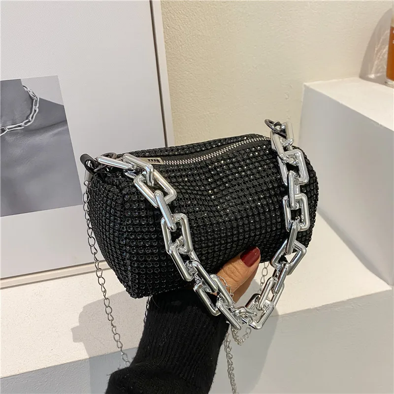

2023 Summer Trend Luxury Fashion Travel Shoulder Handbags Purses Bling Diamond Design Small Crossbody Messenger Bags for Women
