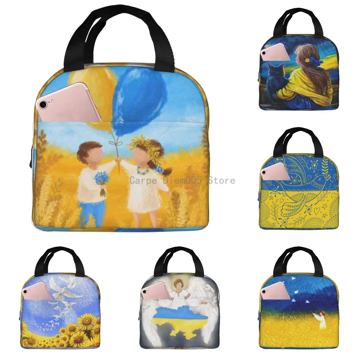 

Ukraine Flag Insulated Lunch Bag Women Portable Cool Case Boys Girls Men Thermal Box Kids