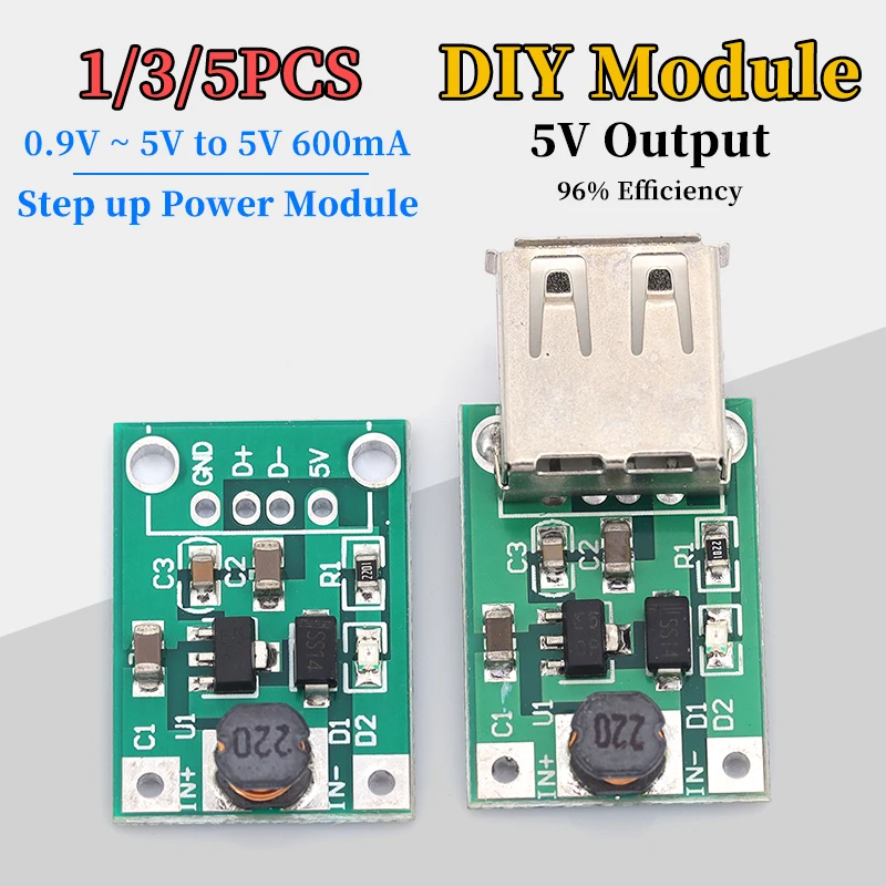 1/3/5PCS 0.9V  5V  5V 600MA USB 출력 충전기 스텝업 전원 모듈 미니 DC-DC 부스트 컨버터