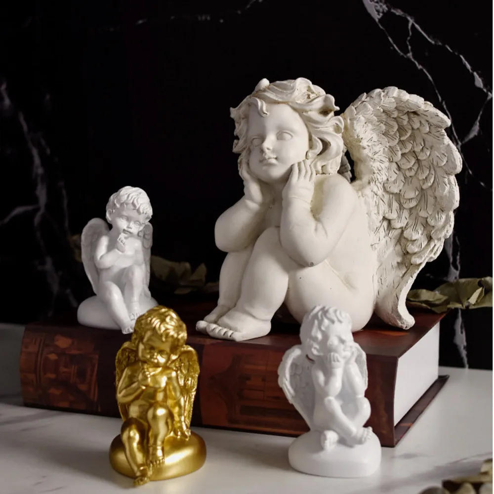 Escultura de niña ángel creativa nórdica para el hogar, sala de estar, estantería, artesanía, estatua de resina, decoración_voghion.com