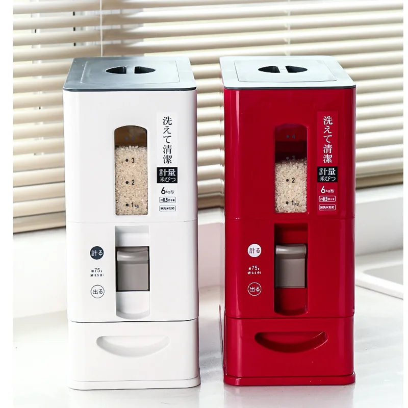 

loaded rice barrels Japan metered storage rice box pest control moisture household grain rice cylinder