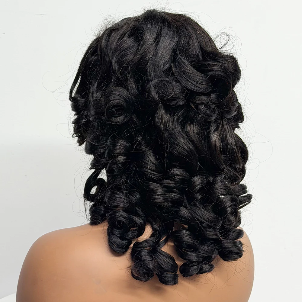 18 inch Fluffy Bouncy Loose Human Hair Wig 4x4 Lace Closure 250% Density Egg Curly Wigs Human Hair Wigs Loose Wave For Women