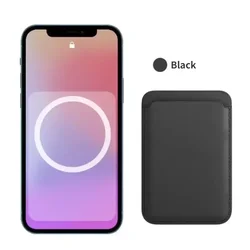 Magsafe Magnetic Leather Wallet with Animation - iPhone 12 - 16 (Black)