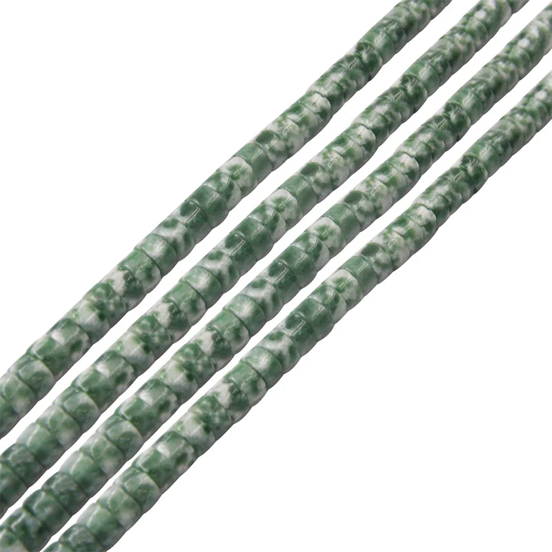 

Green Spot Jasper Beads Strand Heishi Washer Disc Rondelle Shape 2x4mm Natural Stone For Jewelry Making DIY Bracelet Necklace