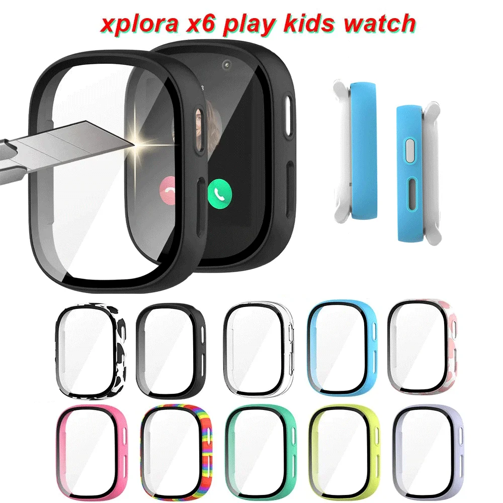 

Glass+Case for XPLORA X6 Play Kids SmartWatch,All-Around Screen Protector Hard PC Bumper Tempered Glass for Xplora X5 Play Cover