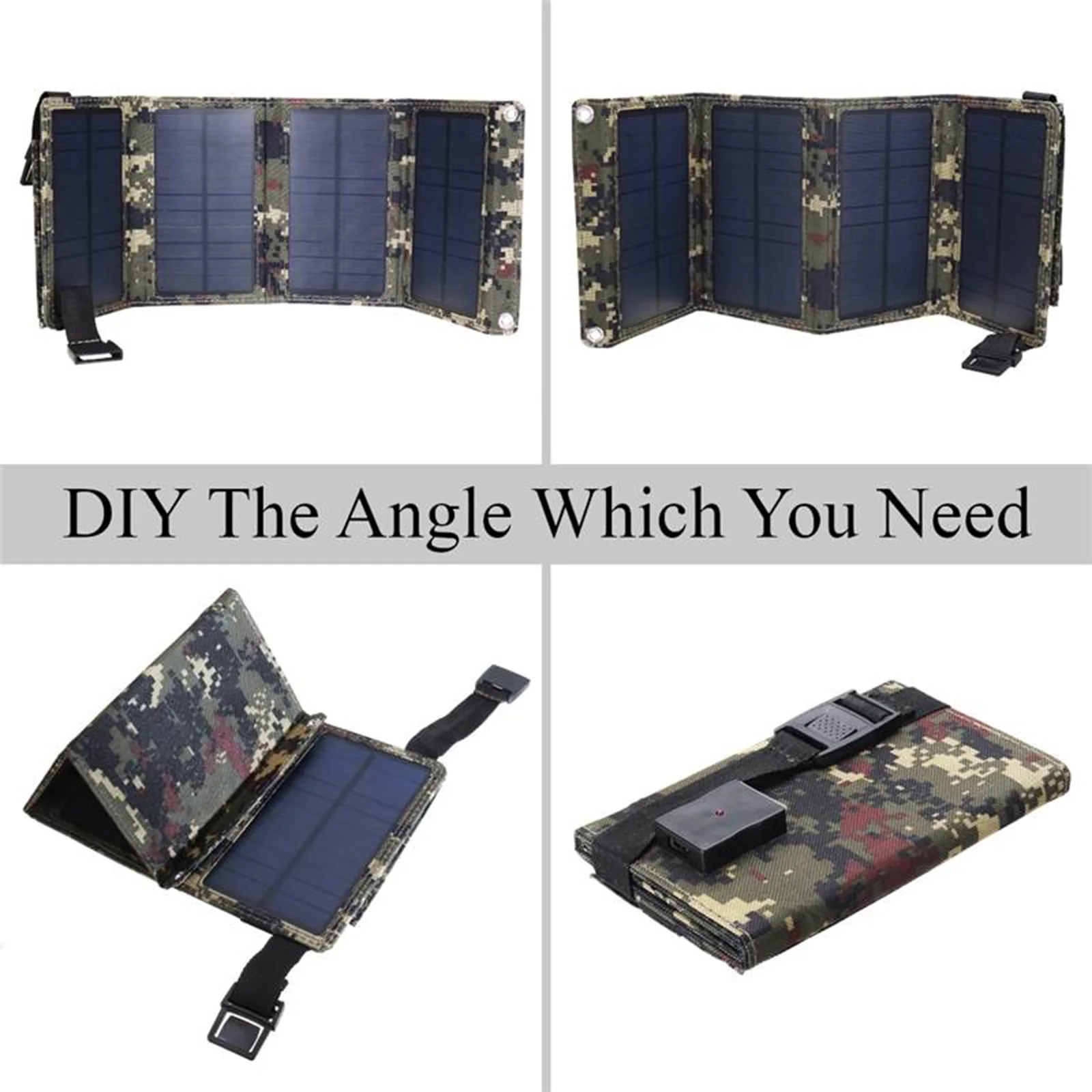 Kit de Panel Solar plegable de 20W, paquete de banco de células solares de 5V, USB, placa Solar impermeable para acampar al aire libre y senderismo, novedad de 2023