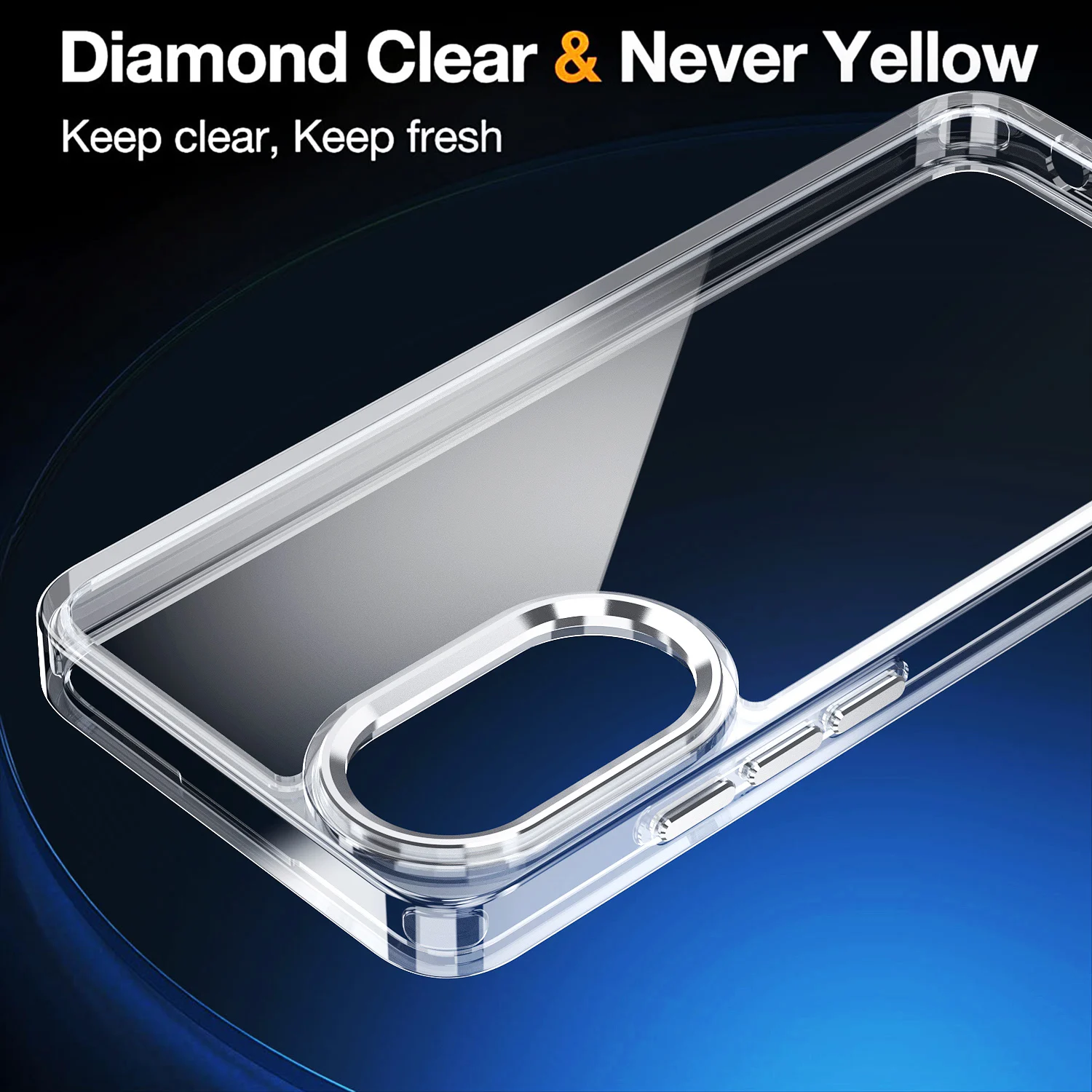 Sleek Metal Frame Anti-Yellow Transparent Phone Case