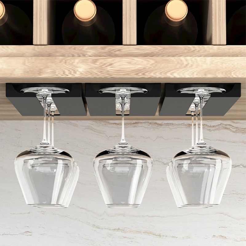 Kitchen Under Cabinet Free Punching Holder Wine Glass Rack Multi-function Classification Stemware Glass Cup Hanging Holder 3