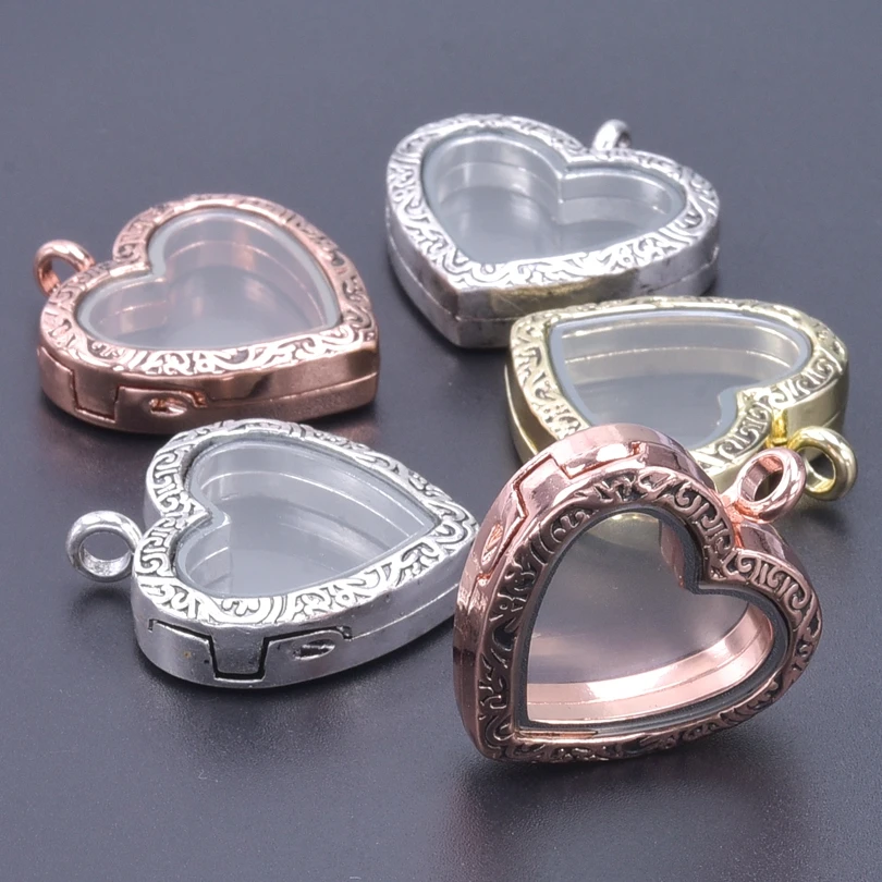 1Pc Trendy Heart Love Floating Photo Relicario Locket Pendant Diy