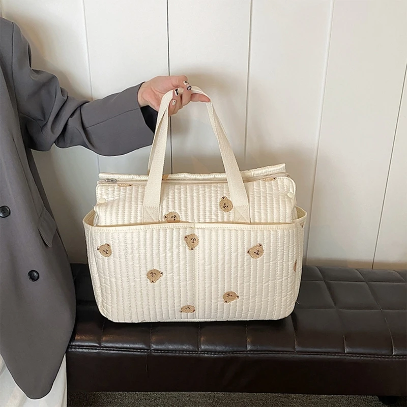 Stilvolle Wickeltasche mit großem Fassungsvermögen und zarter Stickerei für frischgebackene Mütter, tragbarer für und – Detail 8
