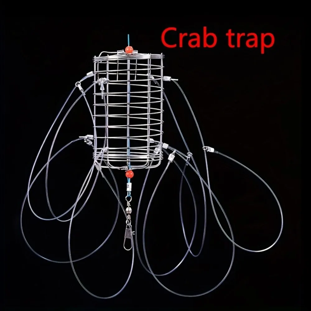 

Stainless Steel Catching Tool Fishing Tackle 8 Rings Nylon Thread Crab Trap Durable Bait Cage Crab Lobster Shrimp Crayfish