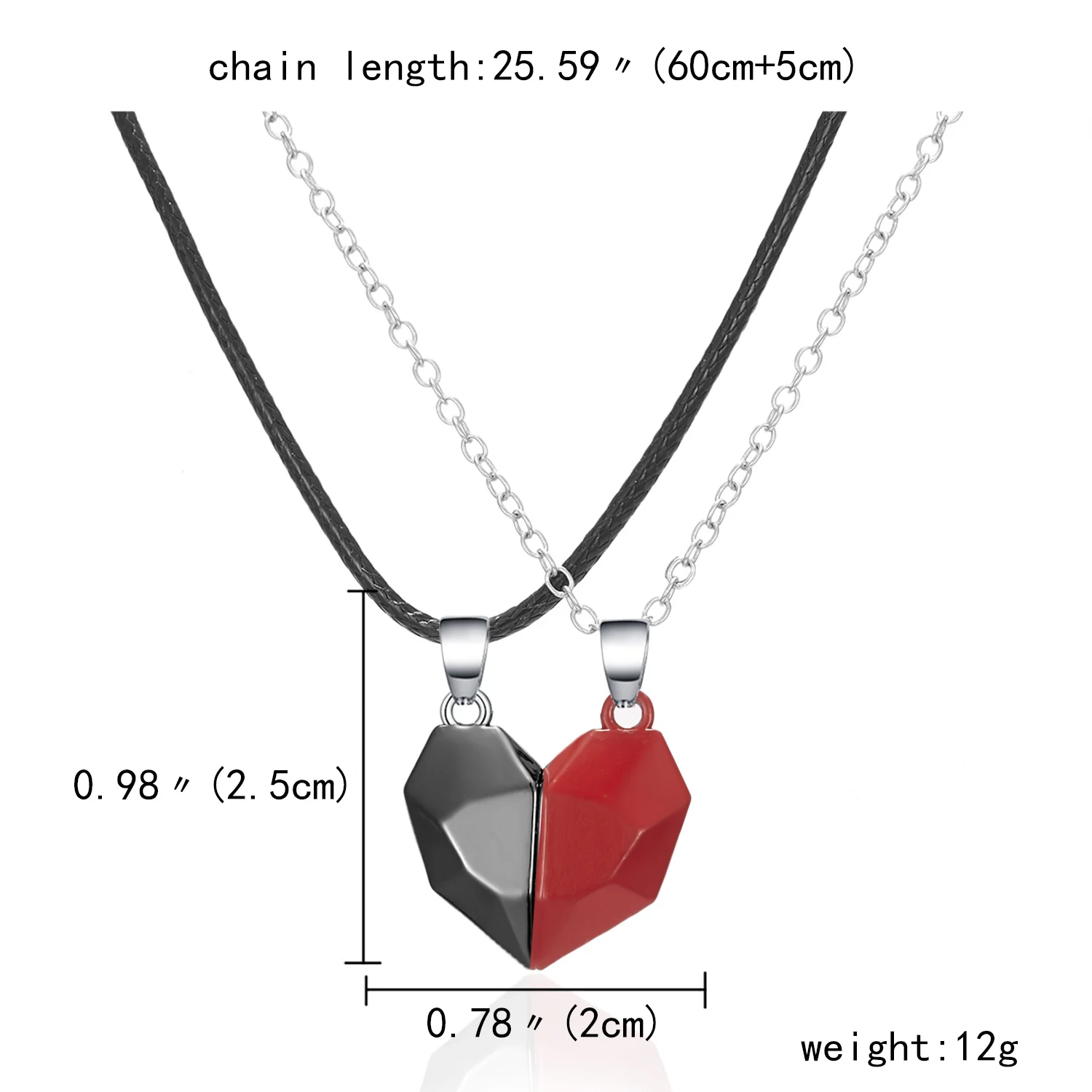 2PCS/SET Couple Necklaces Attarction Between Lovers Heart