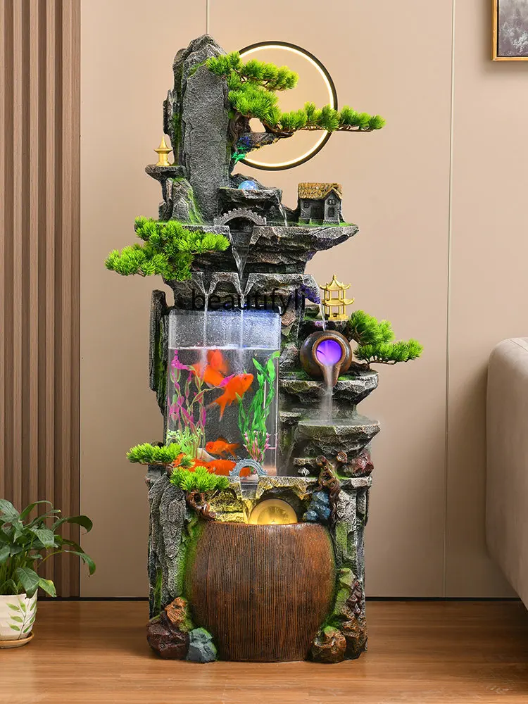 

Chinese Style Water Fish Tank Pastoral Style Decoration Landscape Atomization Crystal Changeable Beads Home Decoration