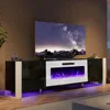 Fireplace TV Stand with 36" Fireplace, 70" Modern High Gloss Entertainment Center LED Lights, U-Shaped Legs TV Console Cabinet 6