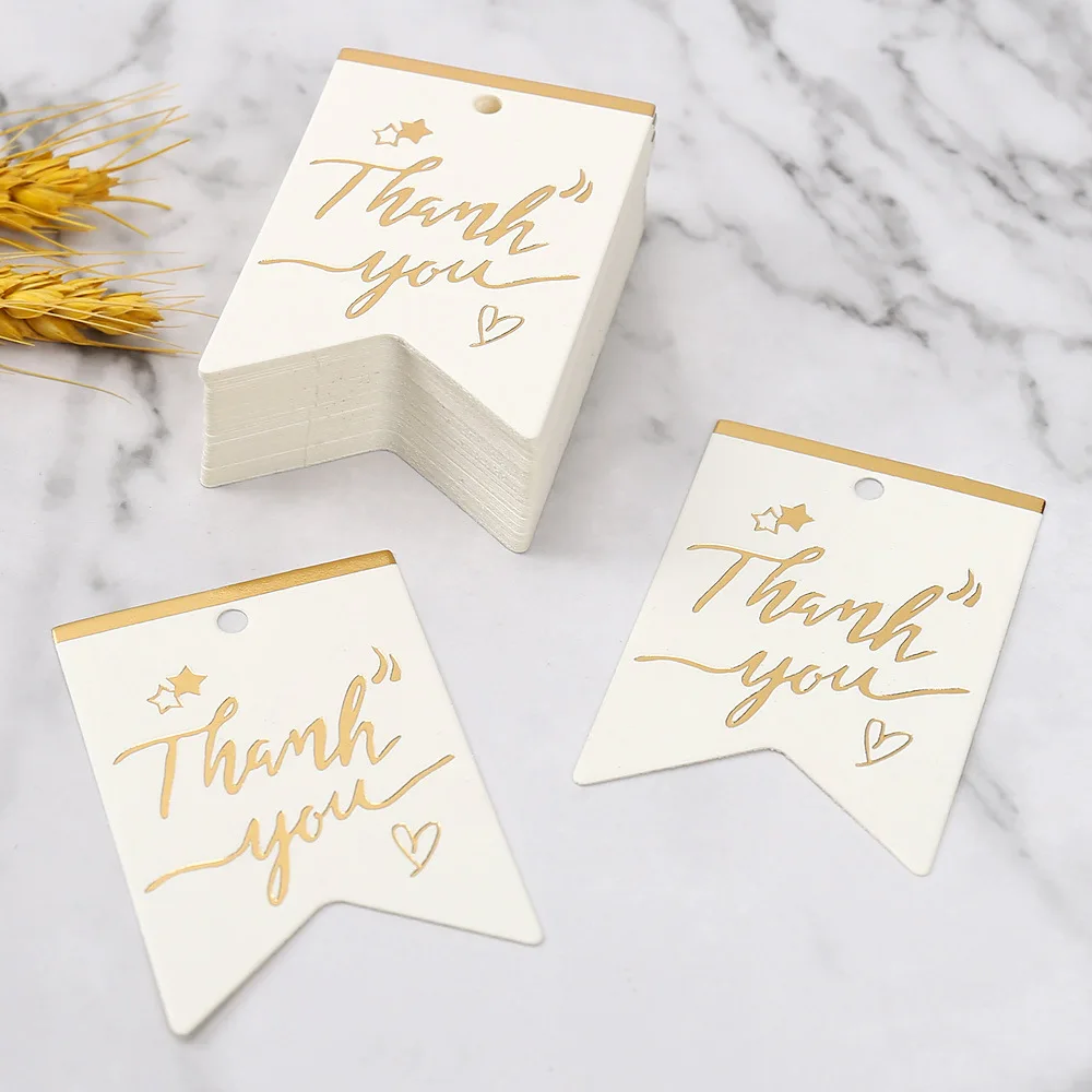 50 100pcs 6.5x4.5cm Thank You Tags Wedding Birthday Gift Bags Boxes Hang Tag Brongzing Label Cards Christmas DIY Handmade Crafts