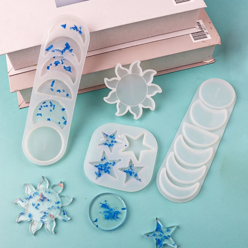 

Diy Epoxy Resin Earrings Mold Star- Moon Keychain Pendant Silicone Mold
