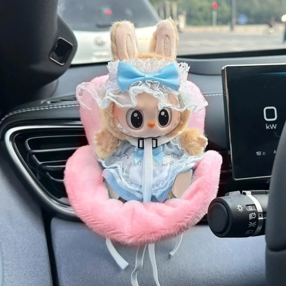Labubu 17cm Cartoon Doll Car Safety Seat – Stylish Chair Model & Outlet Decor for Doll Car Interior Styling 2