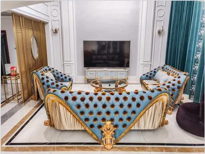 European royal dining table set 6 seater luxury dining table solid wooden table and chair French dining room furniture