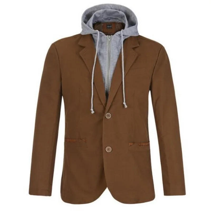 Men's Blazers Men's Hooded Jacket Men Suits Hooded Suit Fake Two Pieces