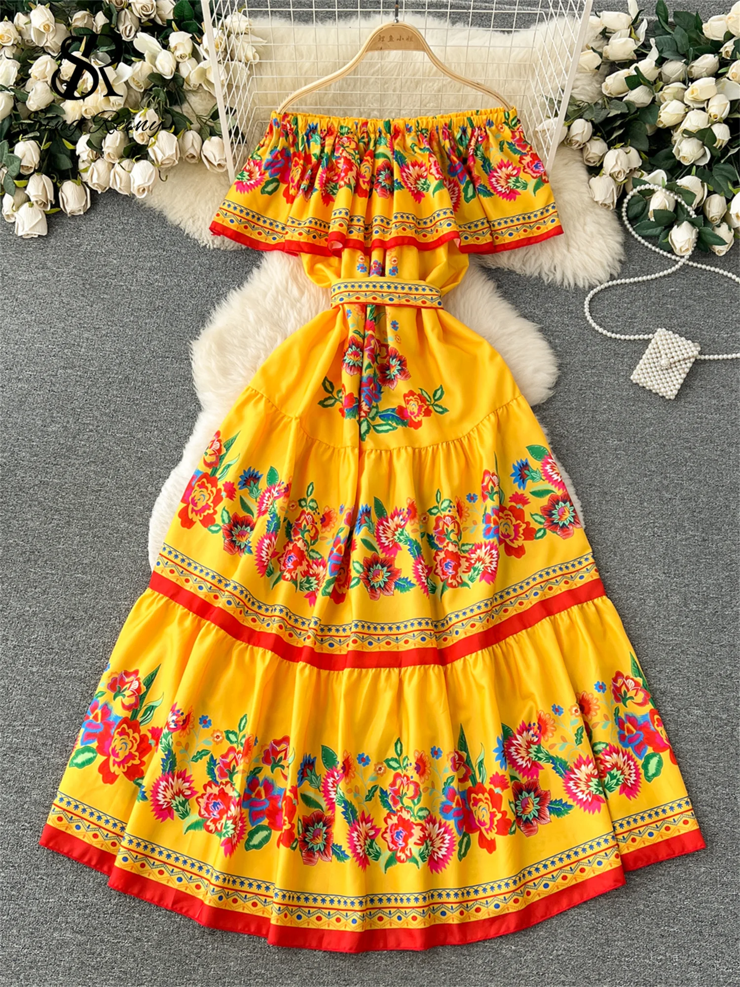【LENINA】RAVINDRA shirring long dress_flower/関税込み/韓国 LENINA】RAVINDRA shirring long dress_flower/関税込み/韓国
