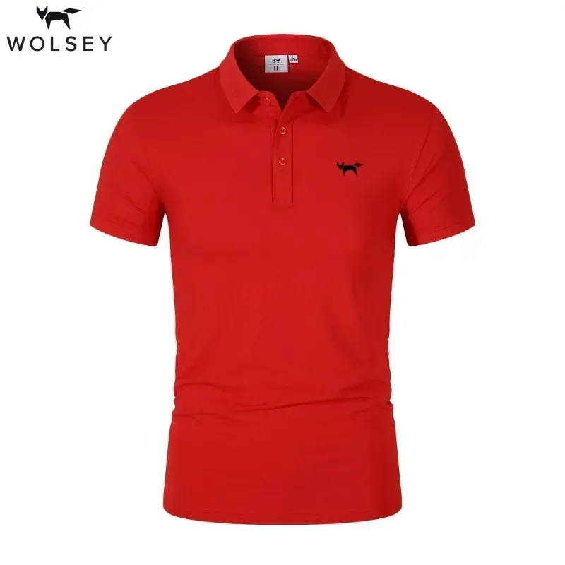 Wolsey Men Golf Polo Shirt Short Sleeve Knitted T-shirt Collar Perforated Design polo shirt mens shirts