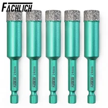 

FACHLICH 5pcs/set Dia14mm Quick Fit Hex Shank Dry Drilling Bits Granite Marble Tile Cutter Drill Crown Vacuum Brazed Core Bits