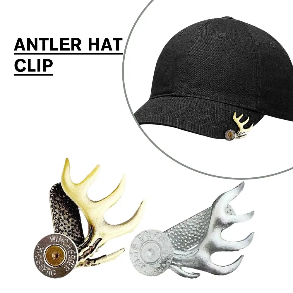 

Antler Hat Clip Gifts For Hunters Outdoor Wing Clip Deer Hunter Handmade Brass Cap Clip G2C6